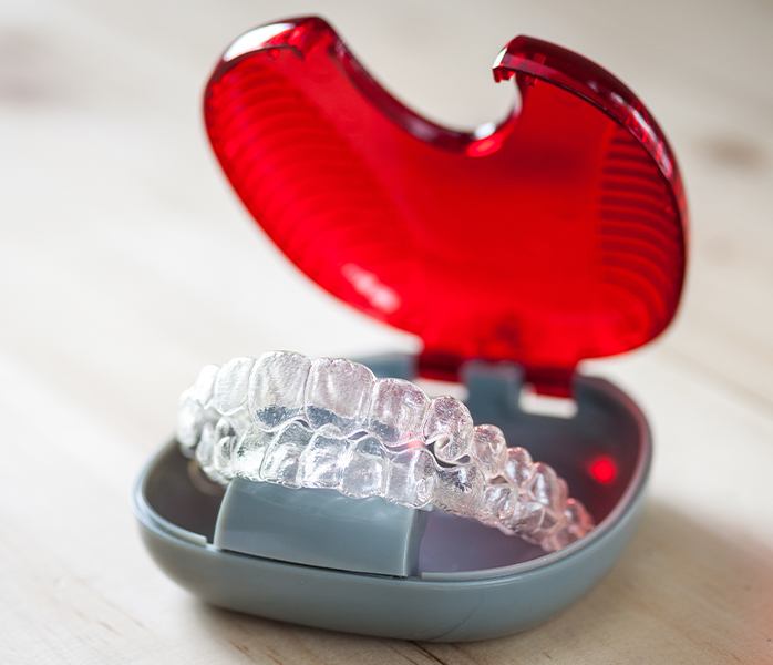 Invisalign trays in carrying case