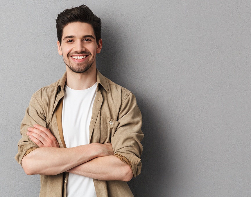 Man sharing healthy smile after root canal therapy