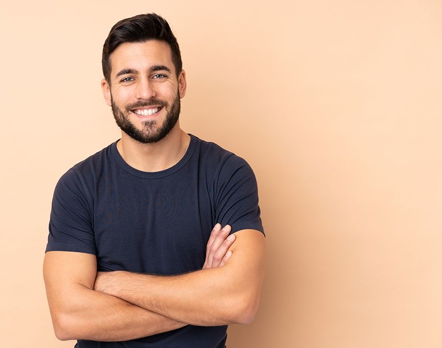 Man sharing healthy smile after T M J therapy
