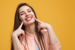 Woman smiling confidently. 