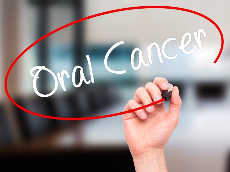 graphic that says “oral cancer” with a circle around it
